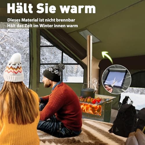 Inflatable camping tent with chimney opening and roof window, inflatable tent for 2-10 people with air pump. Waterproof Oxford cloth four-season inflatable tent, fast installation air tent — view 2