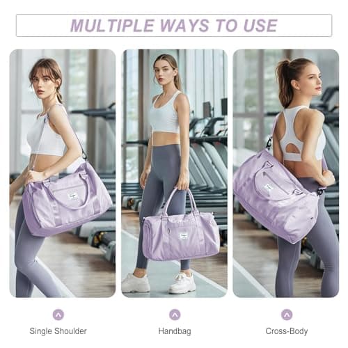 HYC00 Gym Bags Women Men Sports Duffle Bag with Shoes Compartment & Wet Pocket, Travel Duffel Bags for Women Large Weekend Overnight Holdall for Hospital Swimming Carry on Hand Luggage Bag, Purple — view 6