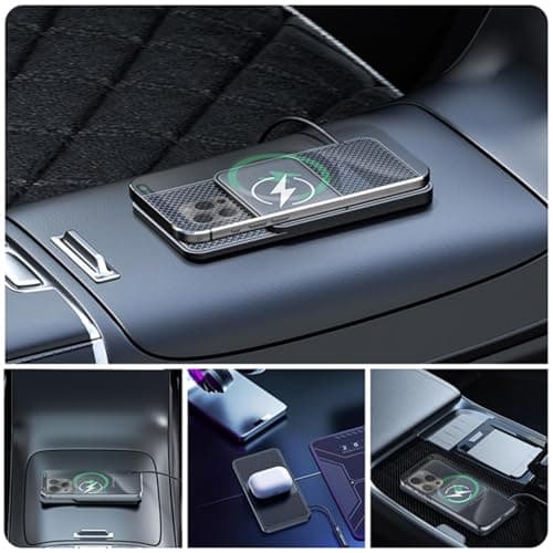 Wireless Car Charger Pad for Nissan Platina Primera Qashqai Quest Rogue Safari Sentra Serena Sunny, 20W Non-Slip Dashboard Phone Fast Charging Mat Flexible Silicone with Type-C/USB — view 3