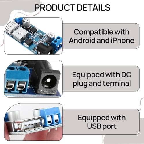 2Pcs 24v/12v to 5v Converter, 5A Power Buck Converter, 12V to 5V DC-DC Power Down Module, High Efficiency Voltage Regulator for DIY Electronic Projects, Wide Compatibility Efficient-Power Conversion — view 3