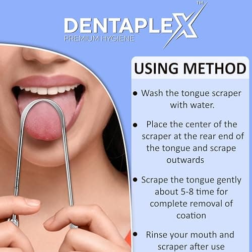 Tongue Scraper with Travel Case Metal Stainless Steel Tongue Scrapers for Adults Restore Fresh Breath Improve Taste and Oral Health with Our Tongue Cleaners Suitable for Men & Women Personal Hygiene — view 4