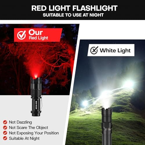 HinsGEAR 2 Pack LED Red Light Torch Single Mode Torch 1 Mode Hand Flashlight Scalable Red Light Torches for Astronomy, Animal Observation, Night Observation, Daily Use — view 5