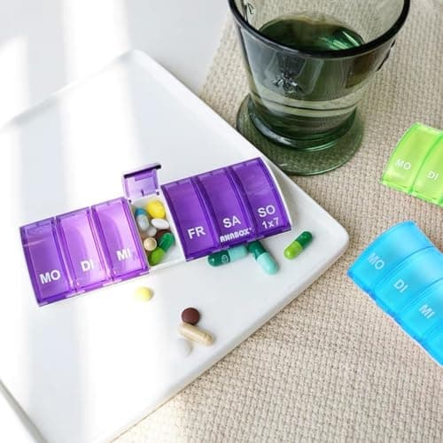 ZHAOYCSH 7 Day Pill Organiser, Weekly Medicine Box Portable Pill Case for Vitamins, Supplements, Medication| 5-Pack Multicolor Waterproof Travel Pill Organizer, Ideal for Work & Gifting — view 4