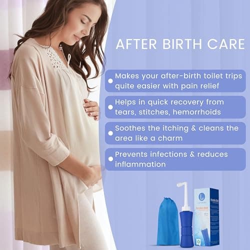 laphang Portable Bidet 500ml Blue Peri Bottle with Waterproof Pouch and Cap – PP + TPR, Leak Proof & Scratch Resistant –Perineal bottle for Postpartum Hemorrhoids Healing, Maternity Kit Essentials — view 5