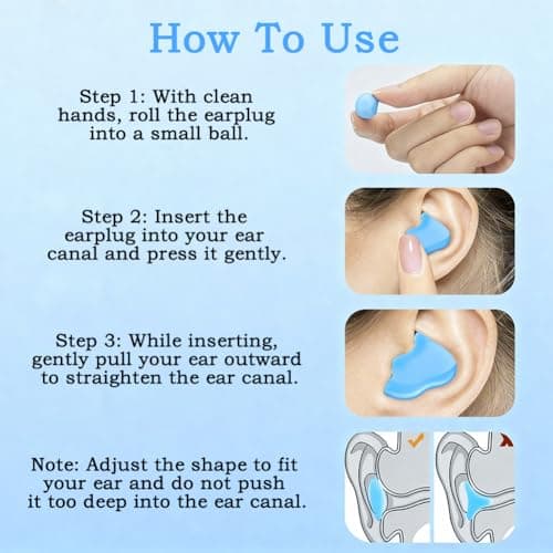 12 Pairs Silicone Ear Plugs, Reusable Waterproof Moldable SNR 27dB Noise Cancelling Earplugs for Sleeping, Shooting, Airplanes, Studying (Blue) — view 6