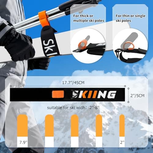 JaunniQir Ski Carrier Strap with Padded Shoulder 1Pcs Ski & Pole Carrier — view 4