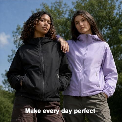 GDOKKNY Women Waterproof Rain Jacket, Lightweight Packable Hooded Raincoat with Storage Pouch, Windproof Rain Coat for Cycling Hiking Commuting Travel — view 2