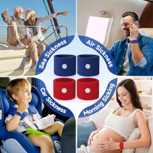 MEIYYJ Motion Sickness Bands for Adults and Kids Travel Sickness Bands Adult Sea Sickness Wristbands for Pregnancy Adults Cruise Travel Essentials,(Red,Blue) — view 6