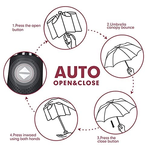 ZOMAKE Compact Umbrella Windproof,Travel Small Umbrella (46in-Wine Red) — view 4