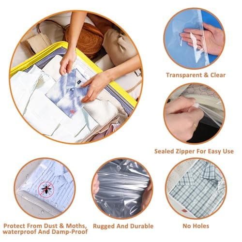 26 Pcs 6 Sizes Zip Lock Bags for Clothes,Maternity Hospital Bag Organiser Pouches,Clear Plastic Reusable Ziplock Bags for Clothes,Travel,Luggage,Shoes,Cosmetics,Frosted and Transparent,No Holes — view 3