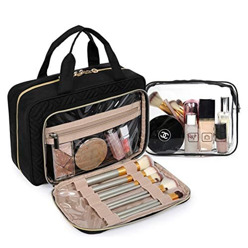 BAGSMART Toiletry Bag Hanging Travel Makeup Organizer with TSA Approved Transparent Cosmetic Bag Makeup Bag for Full Sized Toiletries, Large-Black — view 6