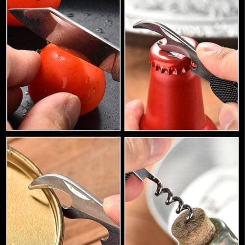 FUZVOL Folding Camping Cutlery Set Stainless Steel Portable Utensil 6 in 1 Multitool Outdoor Tableware for Travel, Hiking, Picnic,Green — view 4