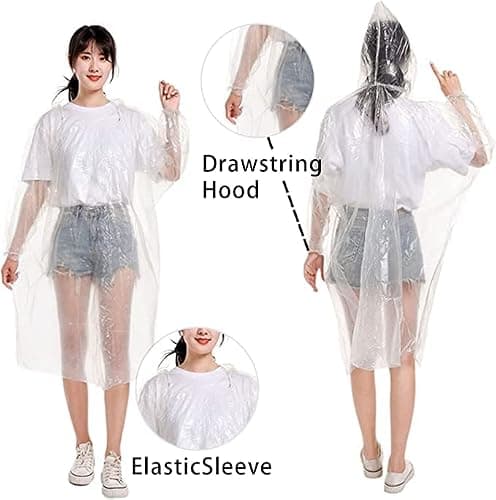 Disposable Rain Ponchos 6 Pack for Adults, Emergency Raincoats — view 4
