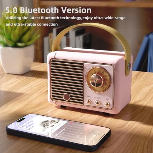 Retro Bluetooth Speaker,Birthday Gifts for Teenage Girls,Pink Room Decor — view 3