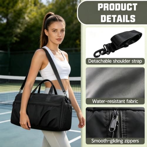 Cycayit Gym Bag with Shoe Compartment, 45 cm, Black — view 4