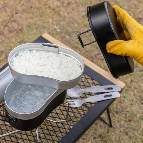 Messkit Camping Cooking Set Camping Cookware Set Mess Tins for Camping Cook Set Camp Cookware Cooking Pot Camping Cooker Mess Kit Aluminum 1.1L — view 5