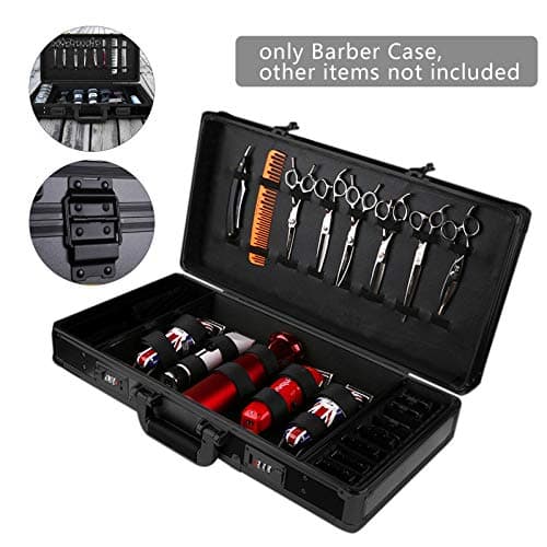 Barber Travel Organizer Tool Box Professional Beauty Salon Stylist Suitcase Portable Hairdressing Tool Case Hair Clipper Storage Display Box with Handle and Secure Numlock (Black, 55 * 27 * 10cm) — view 3