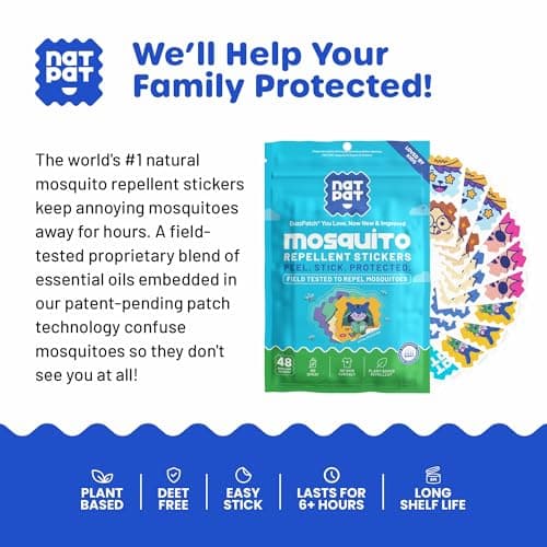 NATPAT Buzz Patch Mosquito Patch Stickers for Kids - The Original All Natural Citronella Essential Oil Insect Patch, Plant Based Ingredients, Non-Toxic, DEET Free, for Toddlers, Kids - 48 Count — view 5