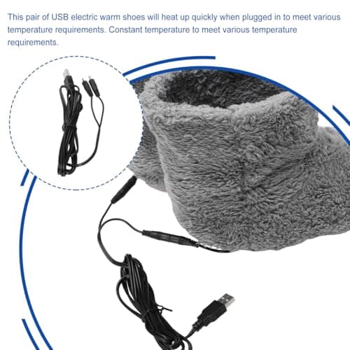 BAZEITFLOW USB Electric Heat Shoes with Plush Boot Design Rechargeable Foot Warmer for Men Winter Heating Shoes for Home Office Travel Use Comfortable Warmth for Cold Feet — view 3