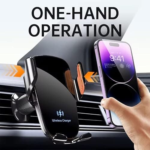 Car Phone Holder Wireless Charger, 15W Fast Wireless,Super Stable Air Vent Car Phone Mount Charger for iPhone Pro Max/17/16/15/14/13/12,Galaxy S25 Ultra/S25/S24/S23 — view 3