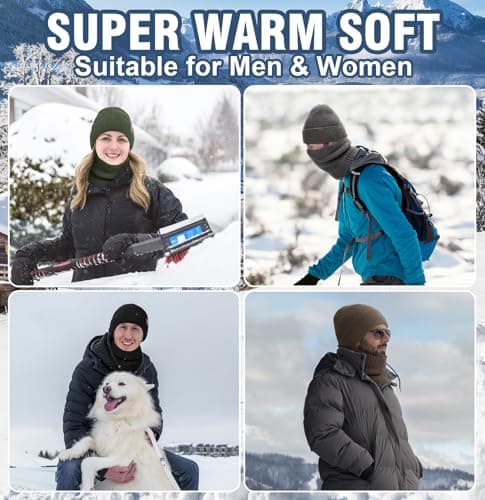 Wmcaps Winter Hat and Scarf Set for Men Women, Fleece Lined Knitted Beanie and Neck Warmer Soft Thermal Warm Accessories for Cold Weather, Unisex Christmas Birthdays Gift (Navy Blue) — view 4