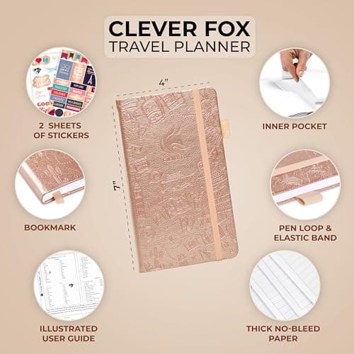 Clever Fox Travel Journal, Vacation Planner Organizer Pocket Rose Gold — view 2