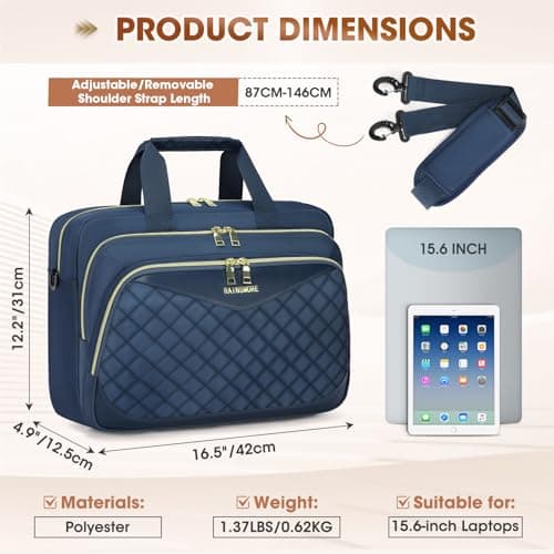 RAINSMORE Laptop Bags for Women 15.6 Inch Briefcase Messenger Bag — view 3