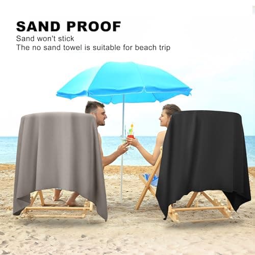 HiiPeak Microfibre Towel 2 pack（160x80cm+80x40cm） Compact Camping Beach Towel - Quick Dry Ultra Lightweight Absorbent Sports Gym Yoga Swimming Hiking Drying Towel for Men,Women (Black-2pcs) — view 6