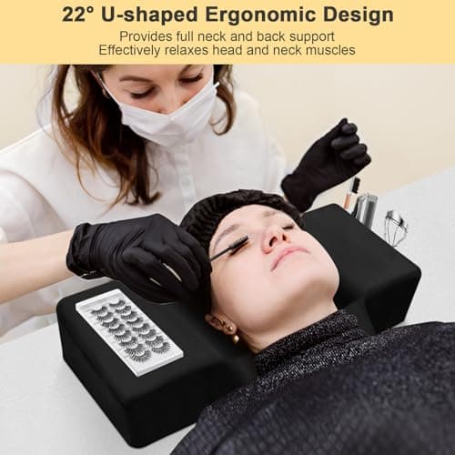 CGBE Lash Pillow for Eyelash Extensions: Ergonomic U-Shaped Neck Support Cushion, Soft Flannel Eyelash Cushion for Home and Beauty Salon, Lash Technician Bed Supplies - Black — view 2