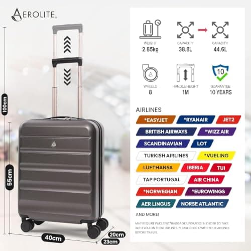 Aerolite 55x40x20 Premium FlexShell Expandable Ryanair Priority Suitcase — view 3