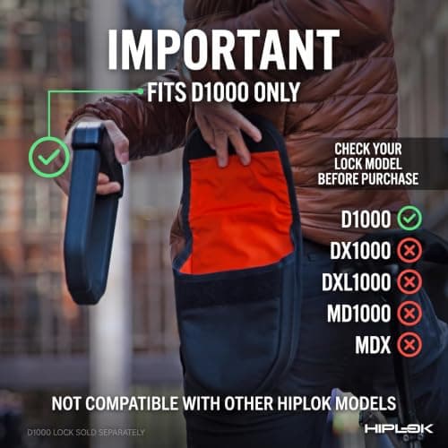 Hiplok D1000 Carry Pouch - Bike Lock Bag for D1000 Anti-Angle Grinder Lock - Handlebar, Frame and Pannier Rack or Belt Carry - Water Repellent Bicycle Lock Bag — view 2