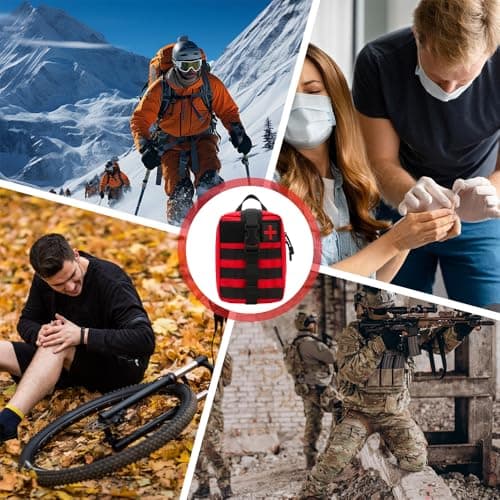 Mineup 54 PCS First Aid Kit, Emergency Trauma Kit First Aid Bag, Jumbo Trauma Bag, First Aid Molle Pouch for Home & Workplace Includes Bandages, Tourniquet & Essentials for Everyday Situations(RED) — view 5