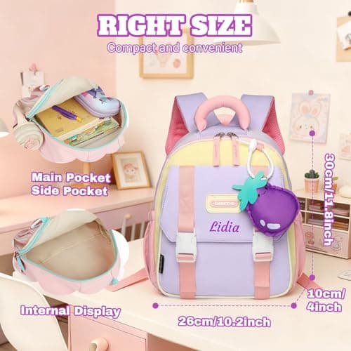 Personalised Toddler Backpack with Chest Buckle, Kids Backpack, Pink — view 3