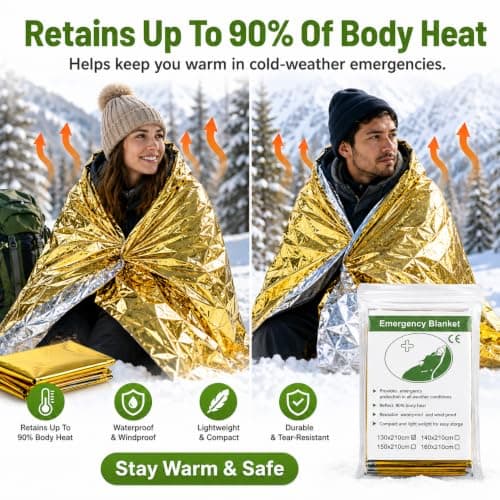 Emergency Blanket Foil Mylar Thermal Blankets for Outdoor Survival — view 4