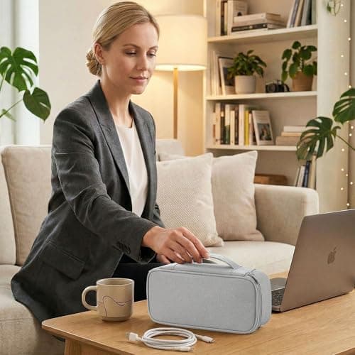 Arae Soft Canvas Tech Pouch - Cable & Charger Organizer with Removable Dividers | Compact Single-Layer Storage for Power Bank, Cords & Accessories | 25x12x6.5cm | Gray — view 6