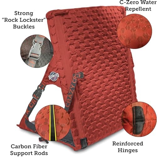 Crazy Creek HEX 2.0 LongBack Chair for Backpacking, Camping and Stadium Use, Extra Width & Back Height, 250 LBS Weight Capacity, Adjustable Straps w/Rock Lockster (R) Buckles — view 5