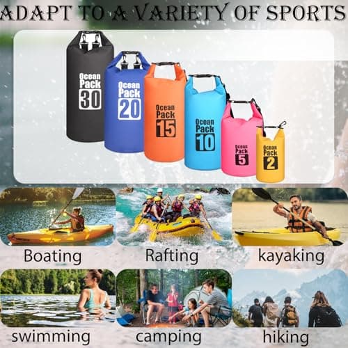 Dry Bag 10L, Boat Dry Bags Black Waterproof Bag Dry Sack Roll Top Long Adjustable Shoulder Strap 2L/5L/10L/20L/30L/40L for Drifting Boating Kayaking Fishing Rafting Swimming Camping Canoeing Surfing — view 5