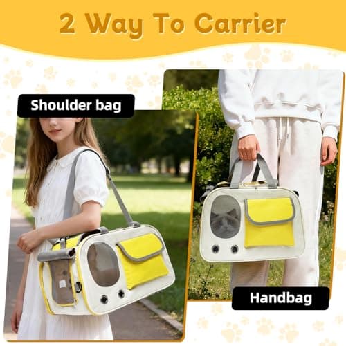 Cat Carrier,Pets Dog Carriers for Travel, Soft-Sided Breathable Mesh Pets Carriers For Small-Medium Cats Puppies, Airline Approved- Yellow — view 6
