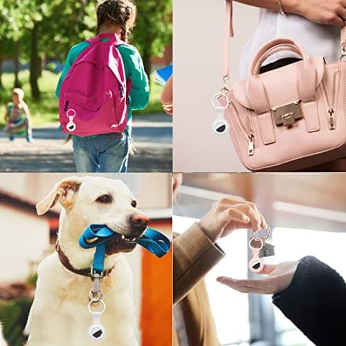 2 Pack Airtag Case Holder for Apple Air Tag, Airtag Case with AntiLost Keychain, Silicone Protective Cover for Kids' Backpacks, Dog Collars, Luggage, MultiColor Protective AirTag Accessories — view 5