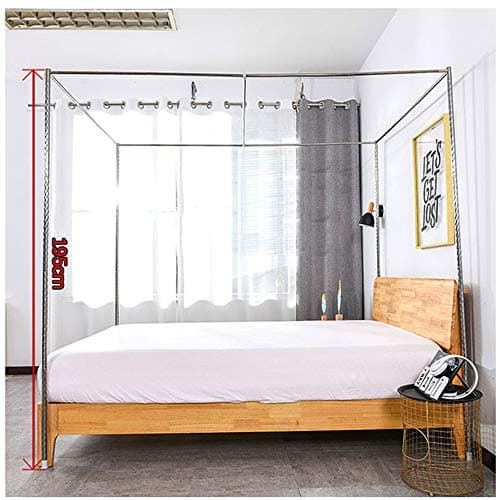 HOXMOMA Stainless Steel Canopy Mosquito Netting Frame, Mosquito Net Bracket Four Corner Bed, Metal Tee Connecters, Fit for Single/Double/King/Super King Bed,24MM,1.35×2m bed — view 3