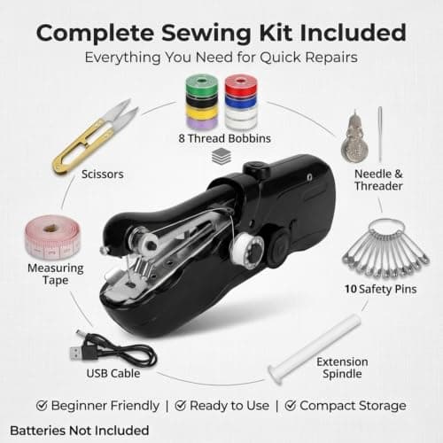 Portable Mini Sewing Machine, USB/Battery Powered Handheld Sewing Tool Set — view 4