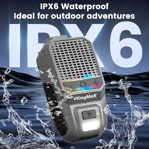 VkingMoR Wearable Bluetooth Speaker, Clip-On Portable Speaker with Built-in Mics Hands-Free Music and Calls for Hiking/Biking, Small Speakerr with LED Light, 15H Battery Life Speakerr(Grey)-New — view 5