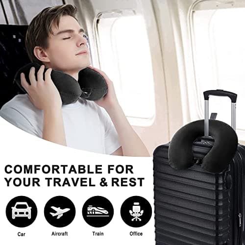 Jmbabe Travel Pillow - Memory Foam Neck Pillow Support Pillow,Luxury Compact & Lightweight Quick Pack for Camping,Washable Neck Support Pillow, Ear Plugs, Eye Mask & Carry Bag — view 4