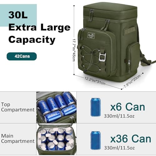 YOUNGOA 30L Cooler Backpack, Large Insulated Leakproof Picnic Backpack — view 2
