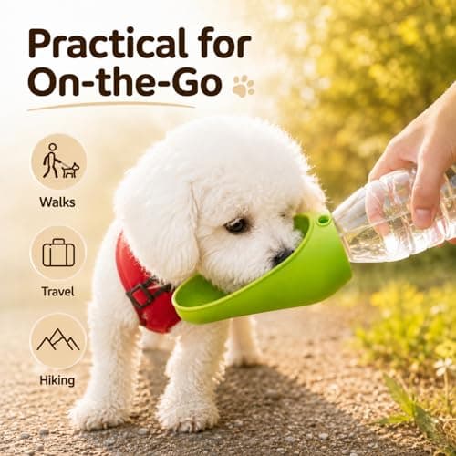 Portable Dog Water Bottle, Slicone Portable Dog Water Dispenser, Dogs Drinking Bottle Portable Leak Proof & Foldable for Travel, Walking & Hiking ，Red — view 2
