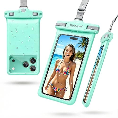 Wellhouse Waterproof Phone Pouch, Waterproof Phone Case for iPhone 15 14 13 12 Pro Max XS Samsung, IPX8 3D Cellphone Dry Bag Beach Essentials Crystal Mint-1 Pack 7.0"