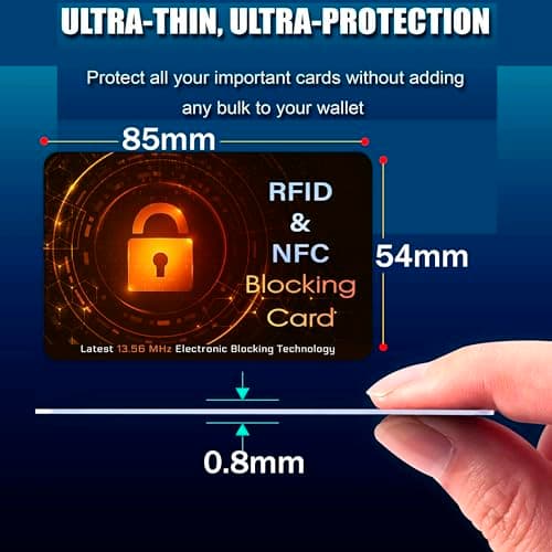SAITECH IT 5 Pack Premium RFID Blocking Card, Protect Your Debit & Credit Cards, Passport, Wallet, Purse from NFC Contactless Theft for Men & Women - Orange Black — view 2