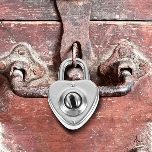 12pcs Heart Shaped Suitcase Padlock with Keys, Iron Silver — view 4