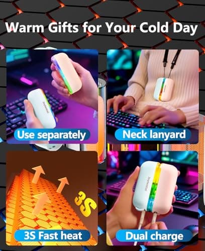Joytential Magnetic Hand Warmers Rechargeable, 2 in 1 Electric Handwarmer, Portable USB Hand Warmers, 4 Heat Settings, Handwarmers Gifts for Gaming Outdoor Travel Camping, Yellow — view 6