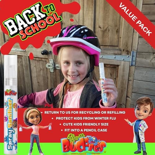 Germ Buddies Hand Sanitizer Spray Pen – 75% Alcohol, Gentle Formula, Kid-Friendly & Portable Antiseptic | Kills 99.9% Germs | Cute Clip-On Perfect for Pockets — view 2